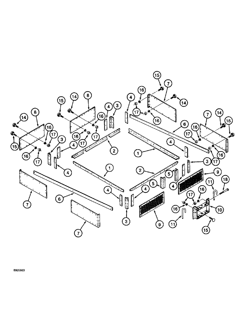 Схема запчастей Case IH 2044 - (9D-42) - BASKET EXTENSIONS, 2044 COTTON PICKER, SHORT (16) - BASKET