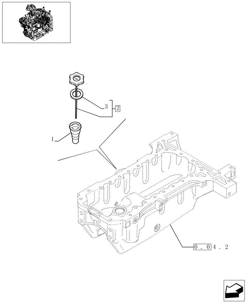 Схема запчастей Case IH JX1080U - (0.27.0) - ENGINE OIL DIPSTICK (01) - ENGINE