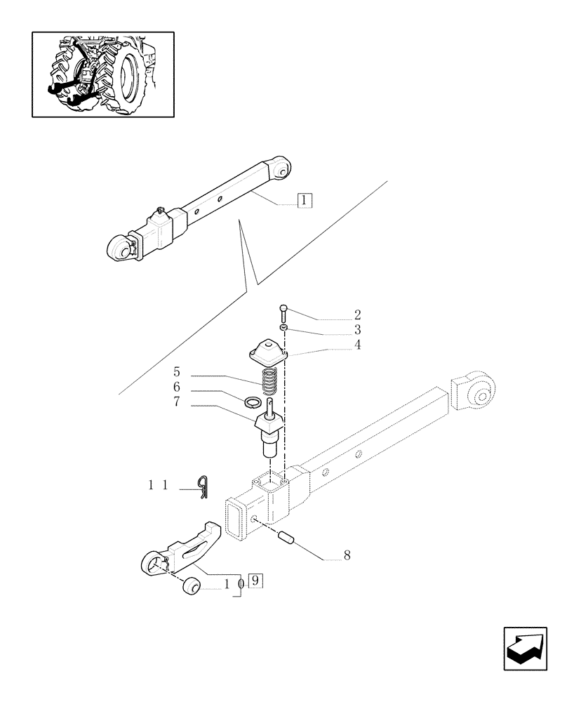 Схема запчастей Case IH JX1060C - (1.89.6/03A) - (VAR.959) FLEXIBLE LINK ENDS AND TERMINAL (09) - IMPLEMENT LIFT