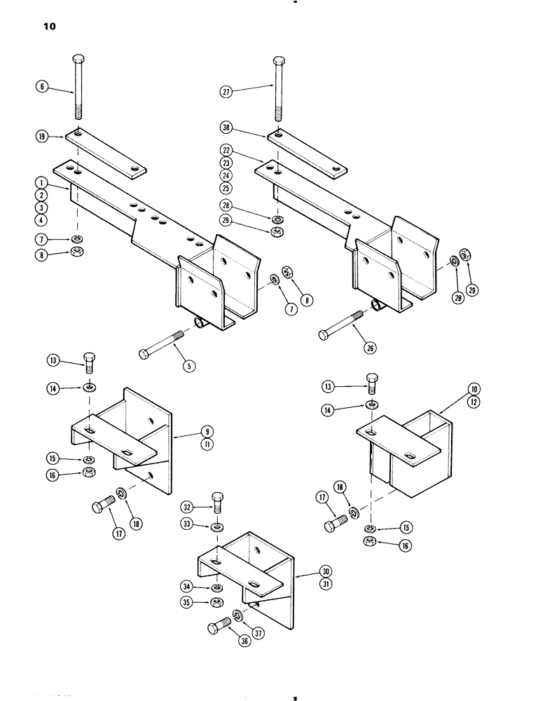 Схема запчастей Case IH 70 - (10) - MOUNTING BRACKETS & CLAMPS, 731, 741, 831 & 841 GENERAL PURPOSE TRACTOR W/ DUAL OR ADJ. FRONT AXLE (82) - FRONT LOADER & BUCKET