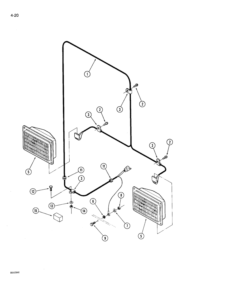 Схема запчастей Case IH 9210 - (4-020) - FRONT HEADLAMP HARNESS (04) - ELECTRICAL SYSTEMS