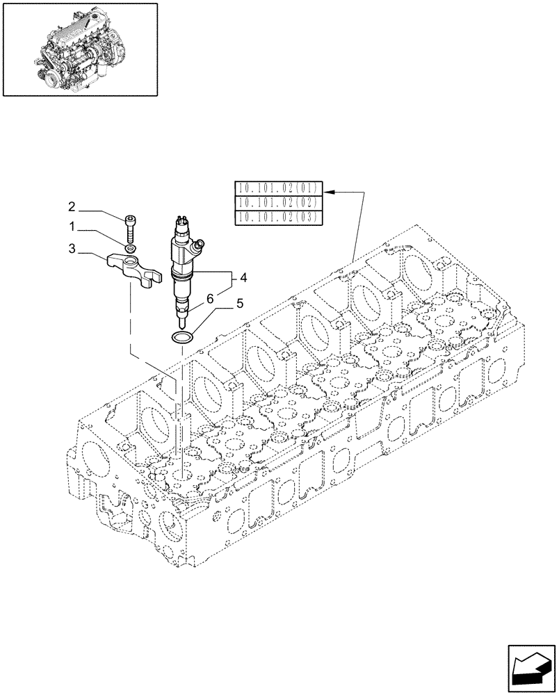 Схема запчастей Case IH 7010 - (10.218.03[01]) - INJECTOR & RELATED PARTS - 7010 (10) - ENGINE