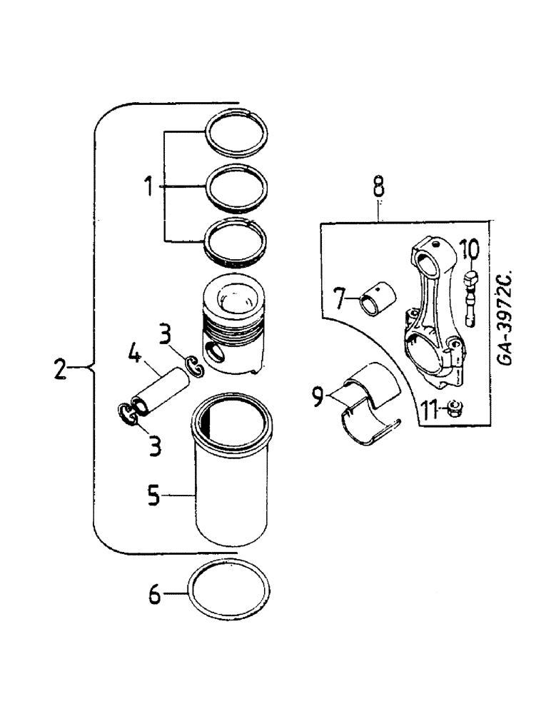 Схема запчастей Case IH D-246 - (04-05) - PISTON AND CYLINDER SLEEVE 