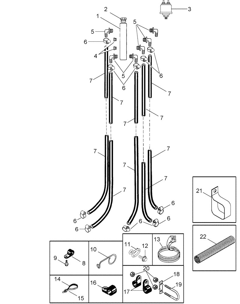 Схема запчастей Case IH 420 - (09B-04) - MOISTENER SYSTEM - WATER LINES (14) - WATER SYSTEM