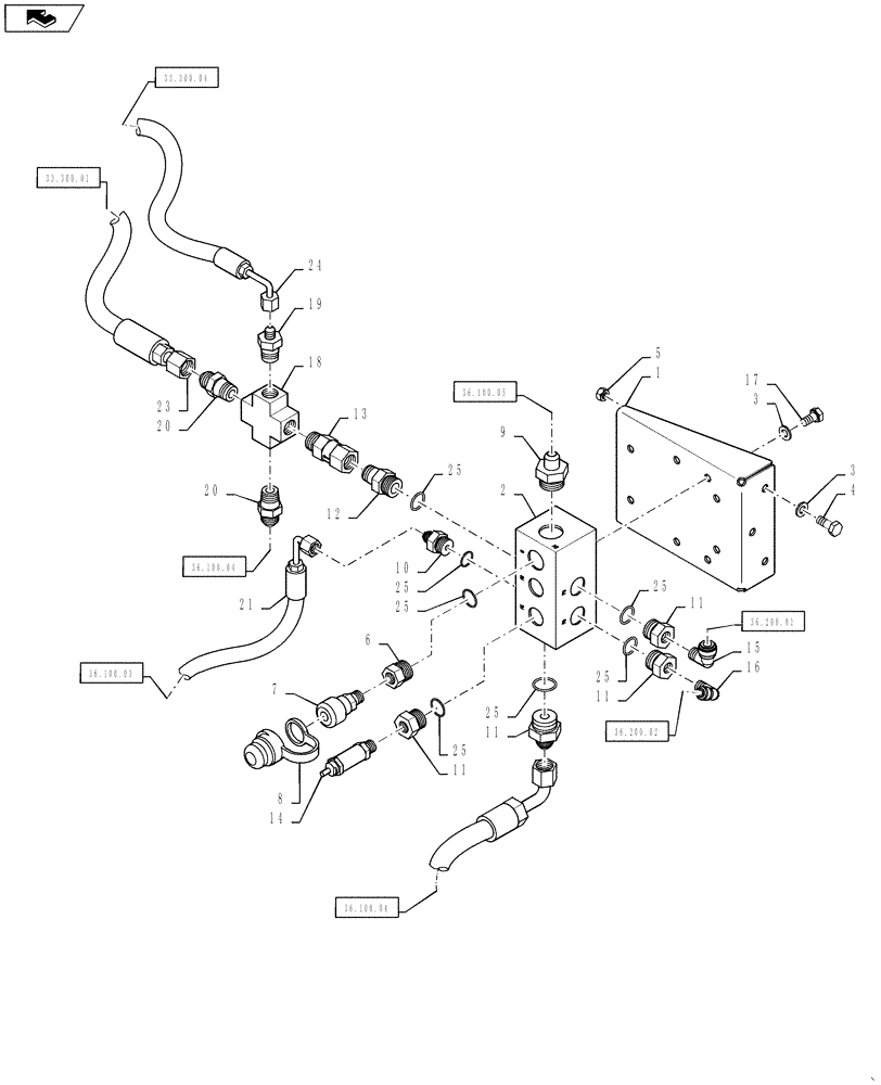 Схема запчастей Case IH TITAN 3530 - (36.100.07) - AIR MANIFOLD (36) - PNEUMATIC SYSTEM