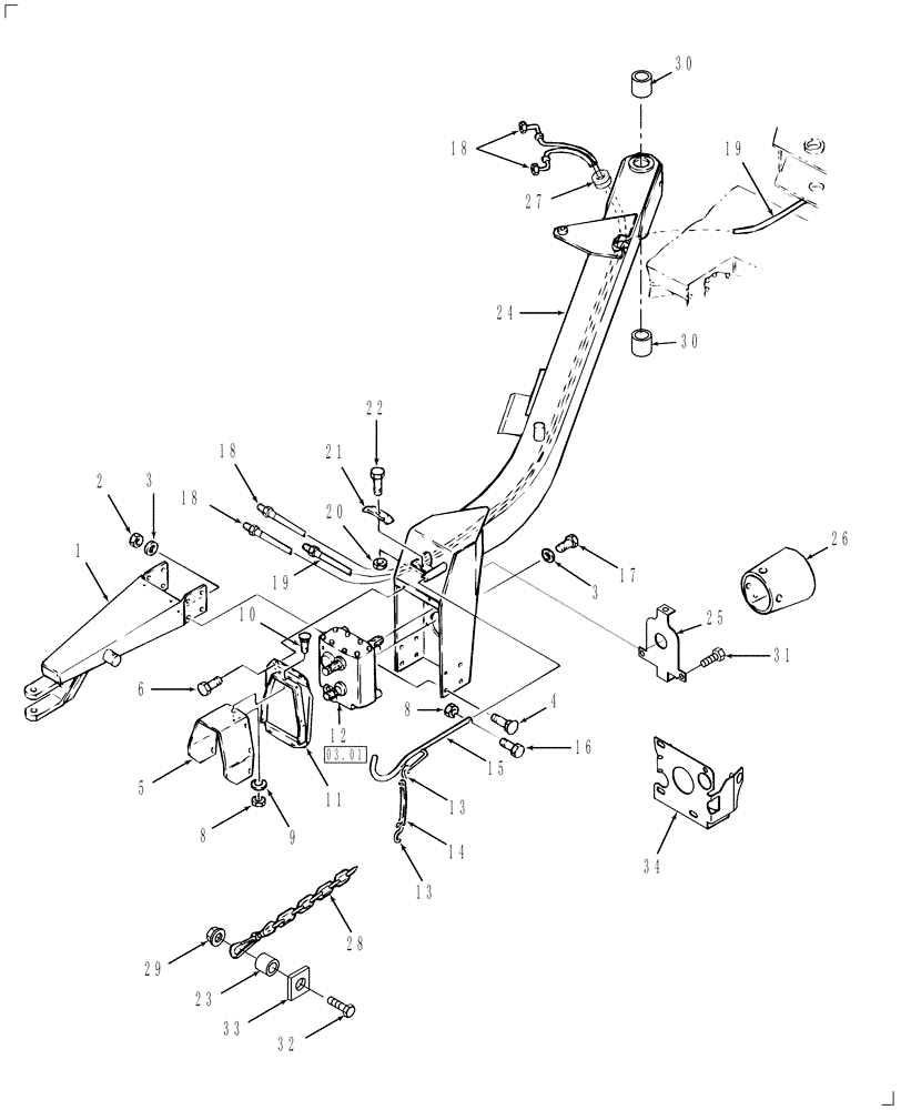 Схема запчастей Case IH DC101F - (12.01) - TONGUE, FRONT (12) - MAIN FRAME