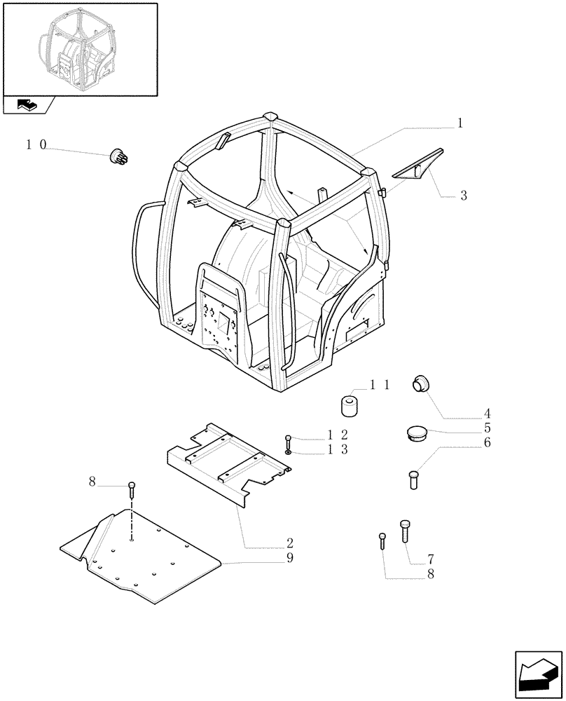 Схема запчастей Case IH PUMA 140 - (1.92.1) - CAB FRAME (10) - OPERATORS PLATFORM/CAB