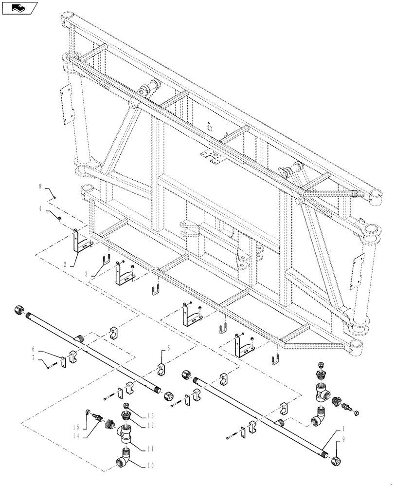 Схема запчастей Case IH 4420 - (09-037) - SPRAYBAR, CS, 20" OFF, 6 SECTION, LO-FLOW Liquid Plumbing