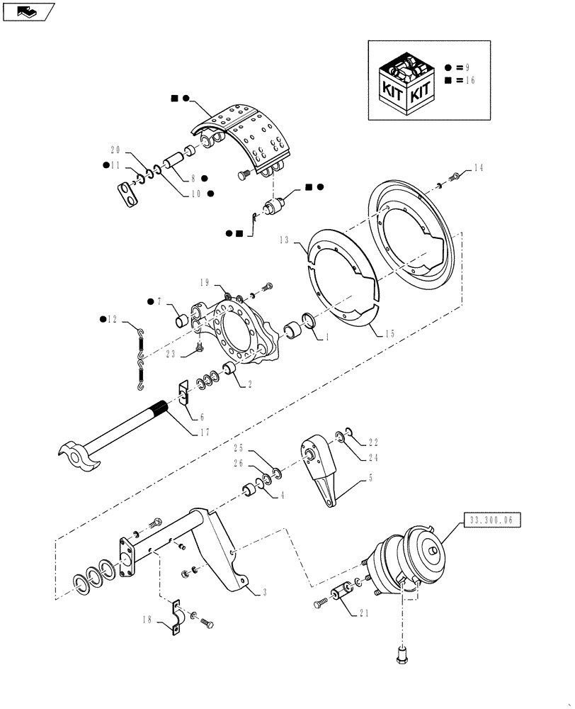 Схема запчастей Case IH TITAN 4530 - (33.300.05) - REAR AXLE BRAKE ASSEMBLY (33) - BRAKES & CONTROLS