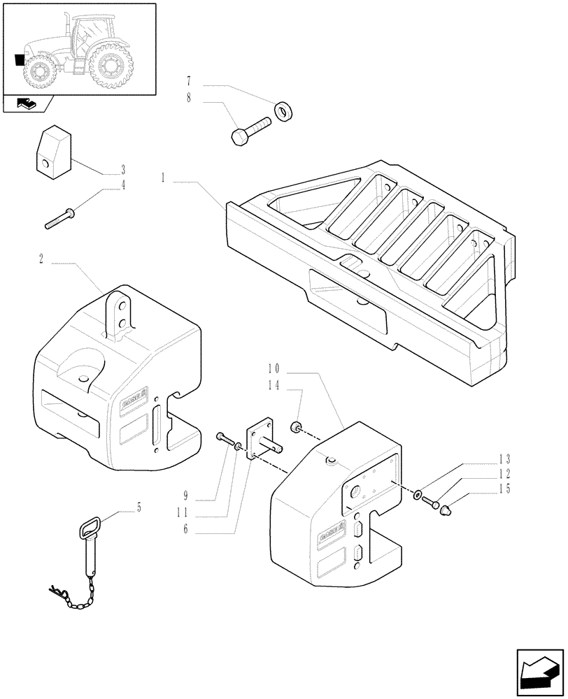 Схема запчастей Case IH PUMA 155 - (1.21.5/04) - WEIGHT CARRIER - WITH HOOK (VAR.330228) (03) - TRANSMISSION