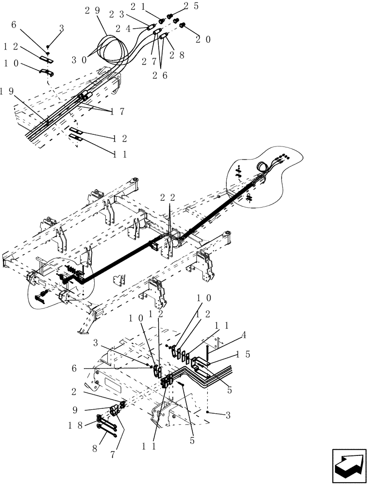 Схема запчастей Case IH ADX2230 - (A.12.A[09]) - TBH HYD LINES ACROSS SDX40 (ASN CBJ0004434) A - Distribution Systems