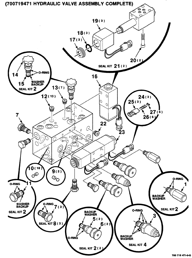 Схема запчастей Case IH RS561A - (8-018) - HYDRAULIC CONTROL VALVE ASSEMBLY,  BALE TENSION, 700719471 COMPLETE (07) - HYDRAULICS