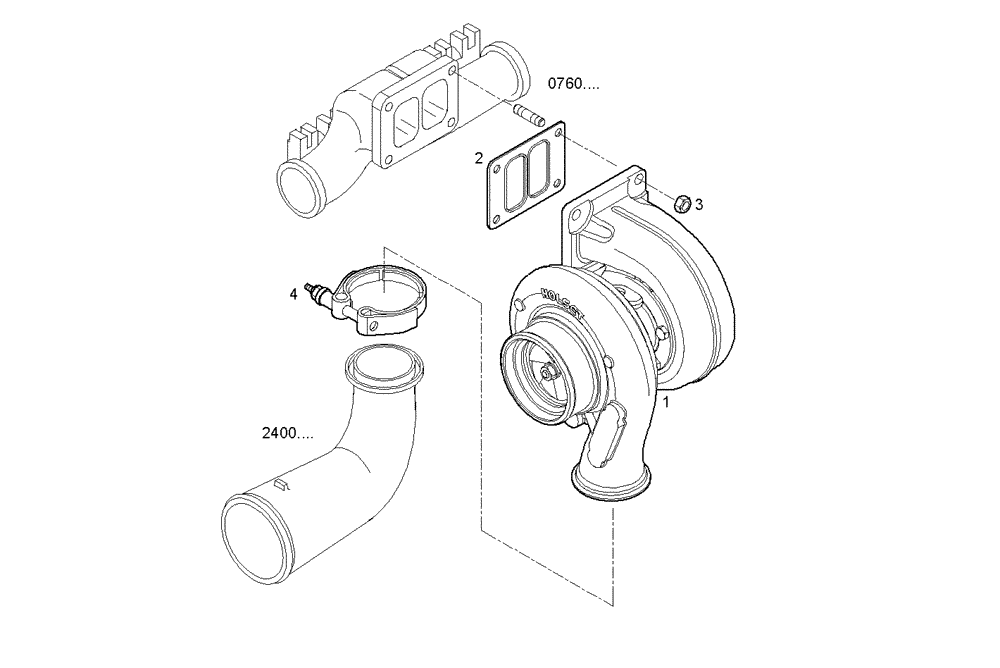 Схема запчастей Case IH F2CE9684L E005 - (2400.281) - TURBOCHARGER 