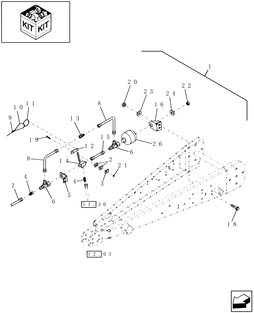 Схема запчастей Case IH RBX452 - (18.63) - EMERGENCY BRAKE KIT (18) - ACCESSORIES