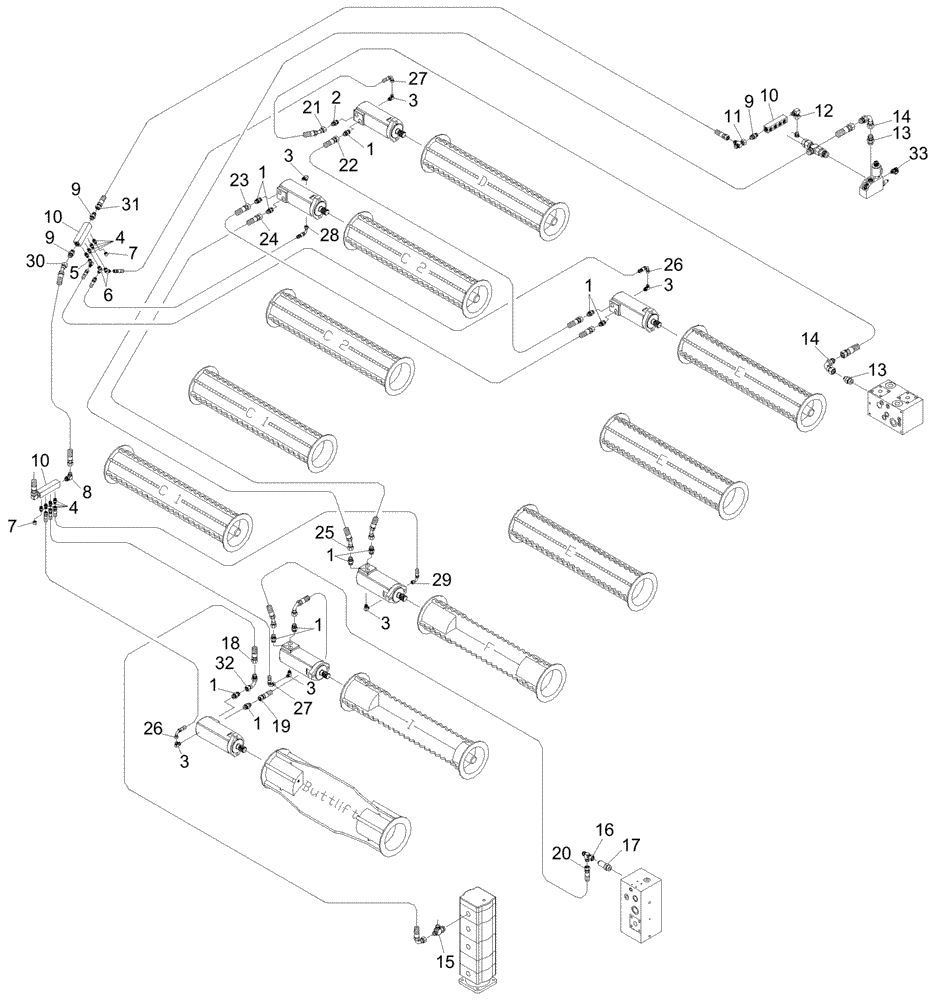 Схема запчастей Case IH A7000 - (B08.03[01]) - Hydraulic Circuit {Rollers RHS} (07) - HYDRAULICS