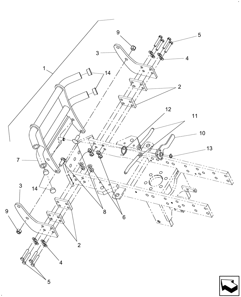 Схема запчастей Case IH FARMALL 50 - (08.11.01) - GRILLE GUARD KIT - 719849206 (08) - SHEET METAL