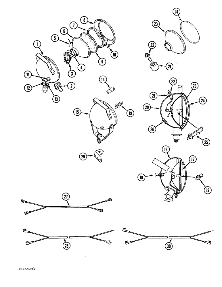 Схема запчастей Case IH 833 - (4-186) - SPOT LIGHT (04) - ELECTRICAL SYSTEMS