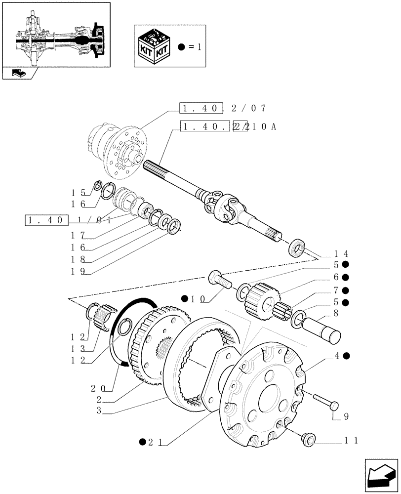 Схема запчастей Case IH FARMALL 80 - (1.40.2/10) - HEAVY DUTY REAR FINAL DRIVES (30KM/H) WITH FRONT LIMITED SLIP DIFF. LOCK - SHAFT (VAR.335450) (04) - FRONT AXLE & STEERING