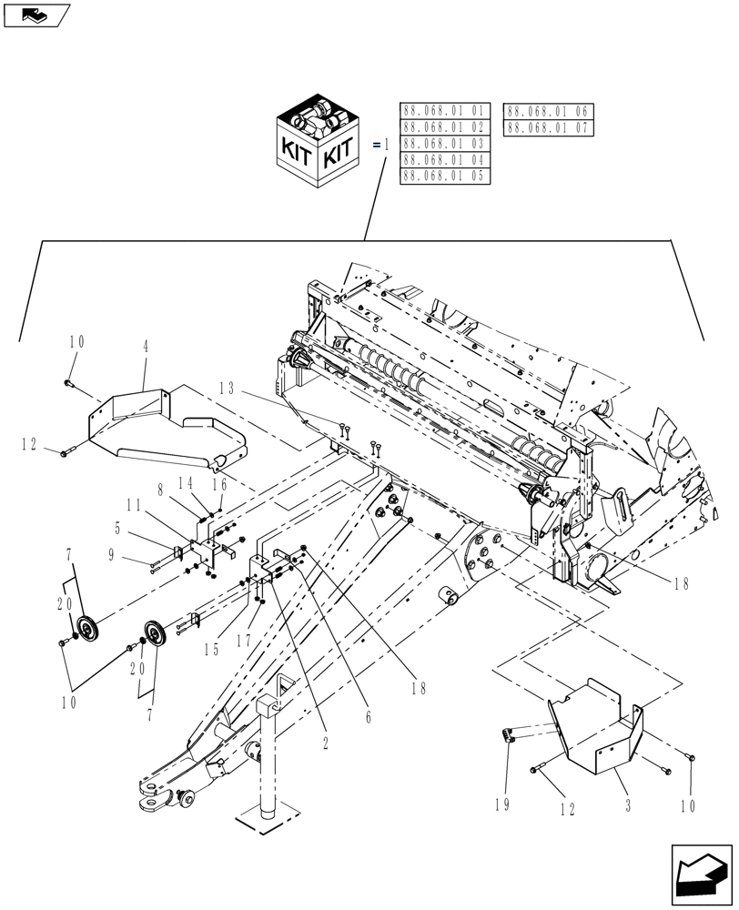 Схема запчастей Case IH RB455A - (88.068.01[03]) - DIA KIT, STANDARD NET, TWINE BOX (88) - ACCESSORIES