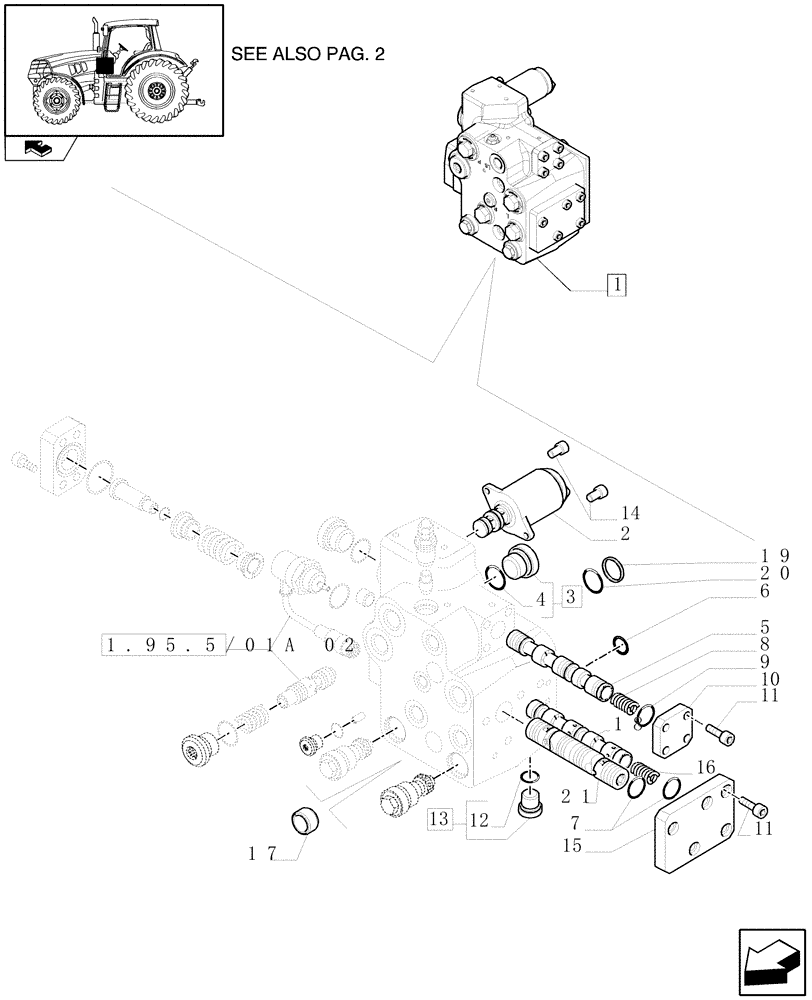 Схема запчастей Case IH PUMA 210 - (1.95.5/01A[01]) - VALVE - BREAKDOWN (10) - OPERATORS PLATFORM/CAB