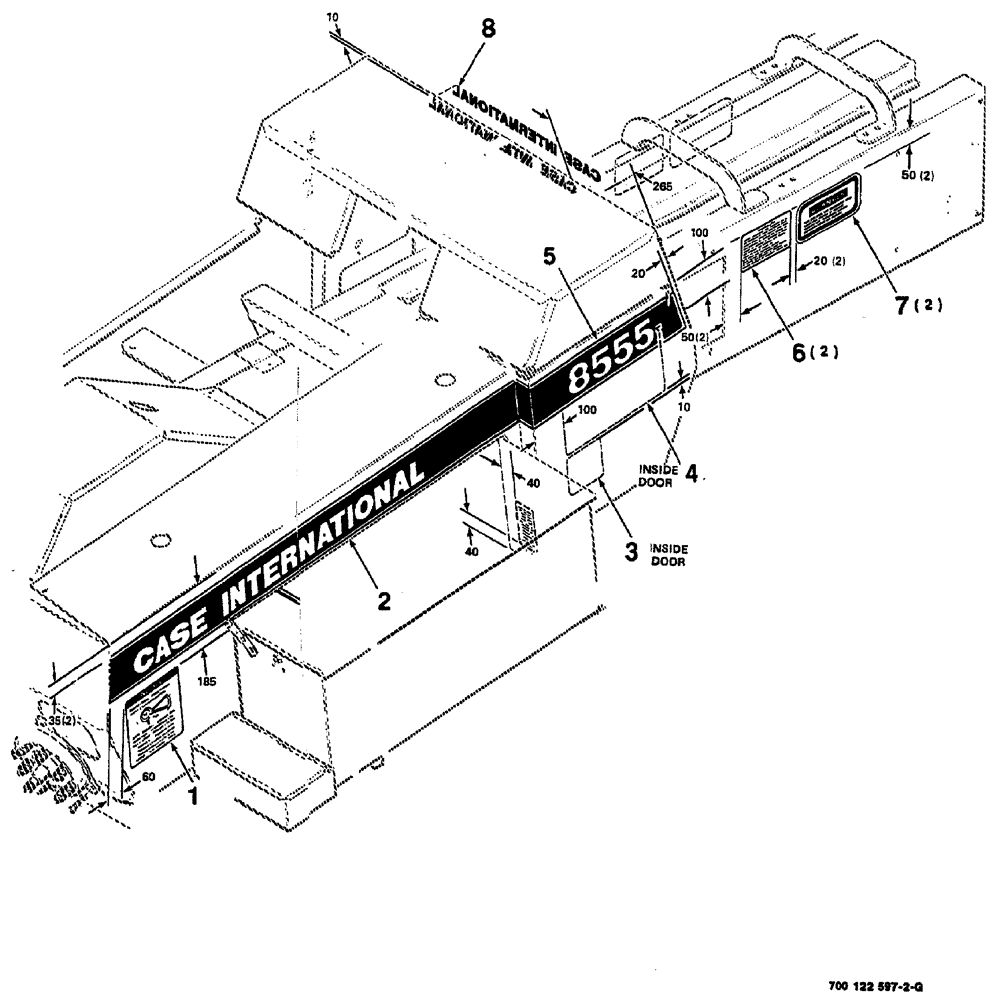 Схема запчастей Case IH 8555 - (09-04) - DECALS AND LOCATION DIAGRAM (LEFT) (S.N. CFH0046501 THRU CFH0046949) Decals & Attachments