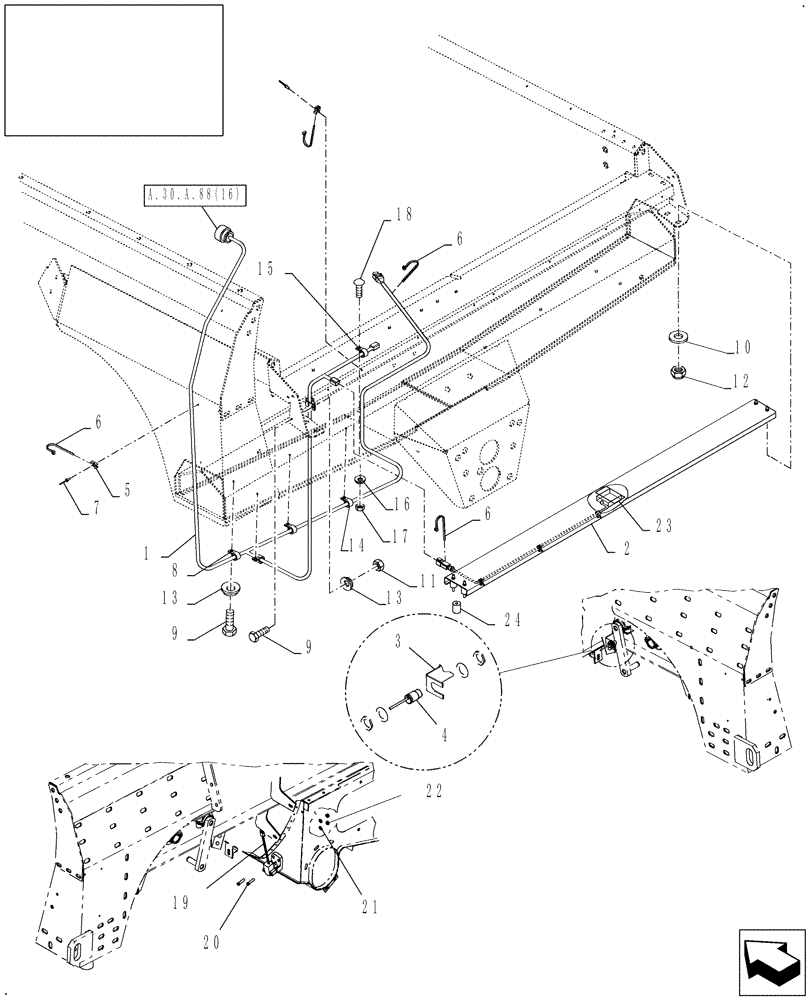 Схема запчастей Case IH AFX8010 - (A.30.A.88[03]) - WIRE HARNESS, REAR, LOWER FRAME A - Distribution Systems