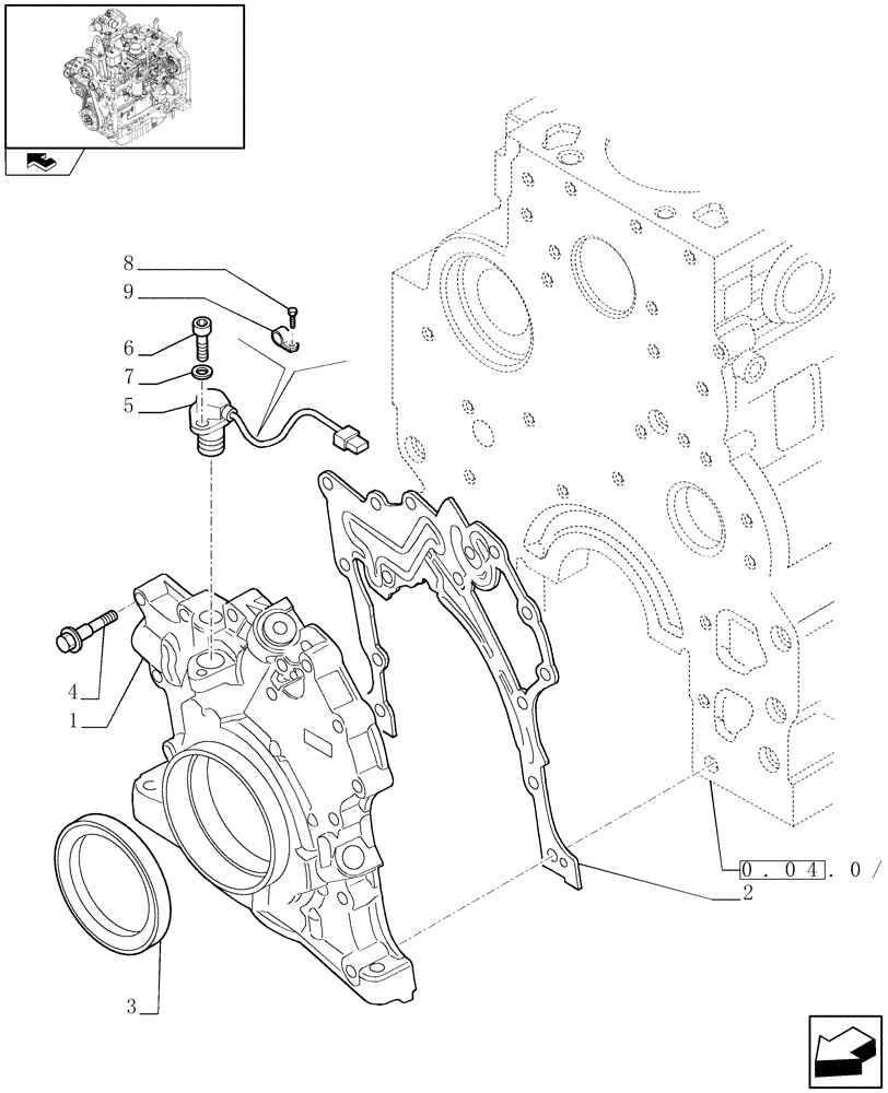 Схема запчастей Case IH FARMALL 95N - (0.30.0/01) - OIL PUMP - ENGINE (01) - ENGINE