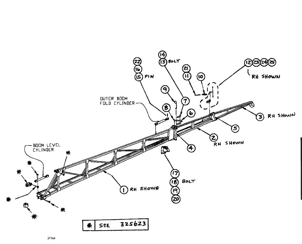 Схема запчастей Case IH SPX3185 - (08-006) - BOOMS - BOOM ASSEMBLY, LH, 75 (09) - BOOMS