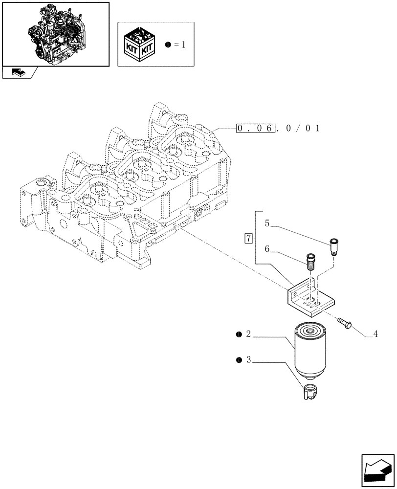 Схема запчастей Case IH FARMALL 95N - (0.20.0/01) - FUEL FILTER (01) - ENGINE