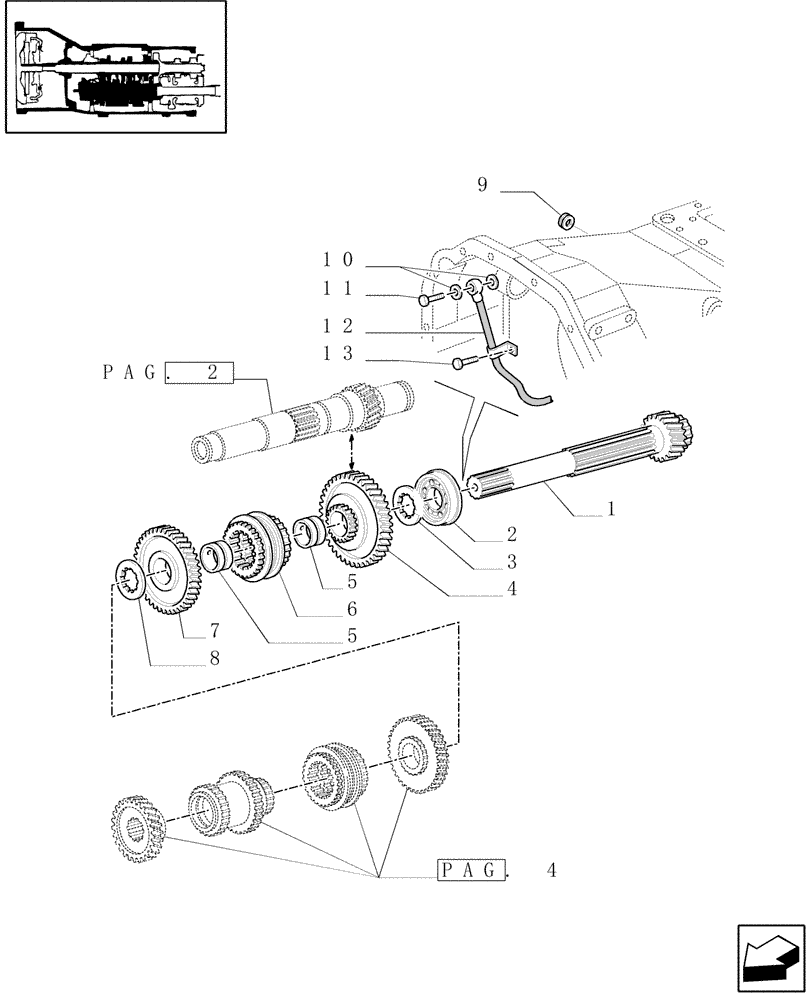 Схема запчастей Case IH MXM120 - (1.28.1[03]) - 20X16 MECHANICAL GEAR BOX (40 KM/H) / TRANSMISSION GEARS (03) - TRANSMISSION