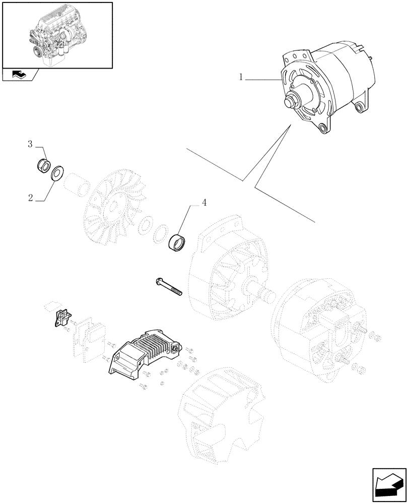 Схема запчастей Case IH F3AE0684P E909 - (0.40.0/ A) - ALTERNATOR - COMPONENTS (2856508) 