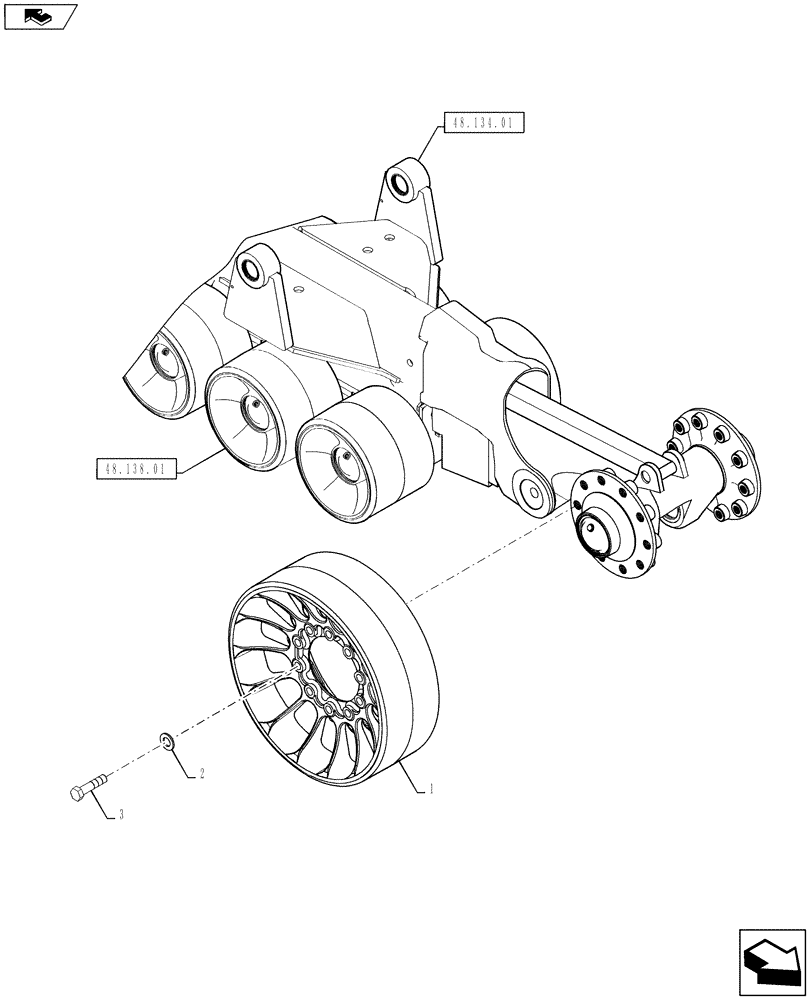 Схема запчастей Case IH QUADTRAC 500 - (48.120.01) - TRACK IDLER WHEEL, FRONT AND REAR (48) - TRACKS & TRACK SUSPENSION