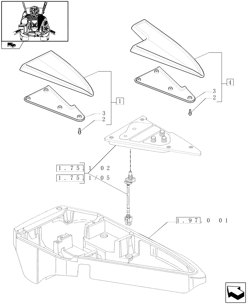 Схема запчастей Case IH PUMA 125 - (1.97.0[03]) - ARMREST CONTROL UNIT - CUSHION (10) - OPERATORS PLATFORM/CAB