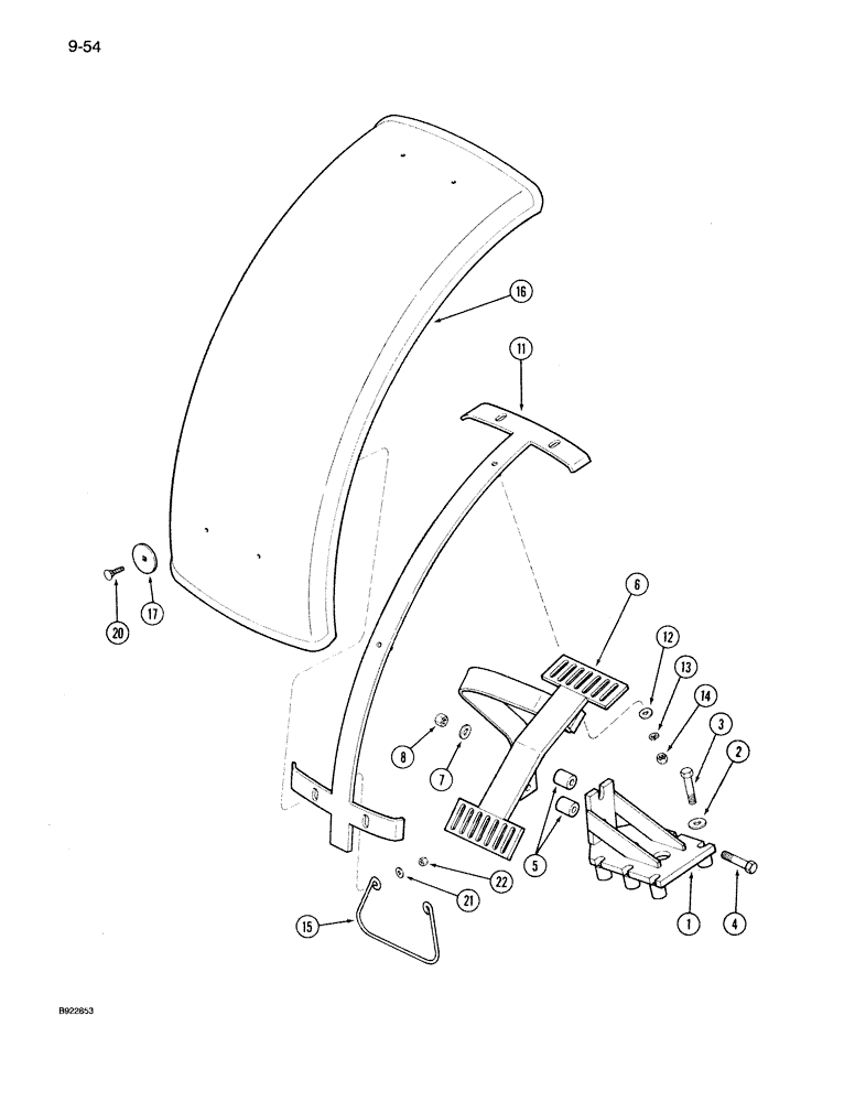 Схема запчастей Case IH 7150 - (9-054) - FRONT FENDERS, MFD TRACTOR, P.I.N. JJA0016108 THROUGH JJA0021778 (09) - CHASSIS/ATTACHMENTS