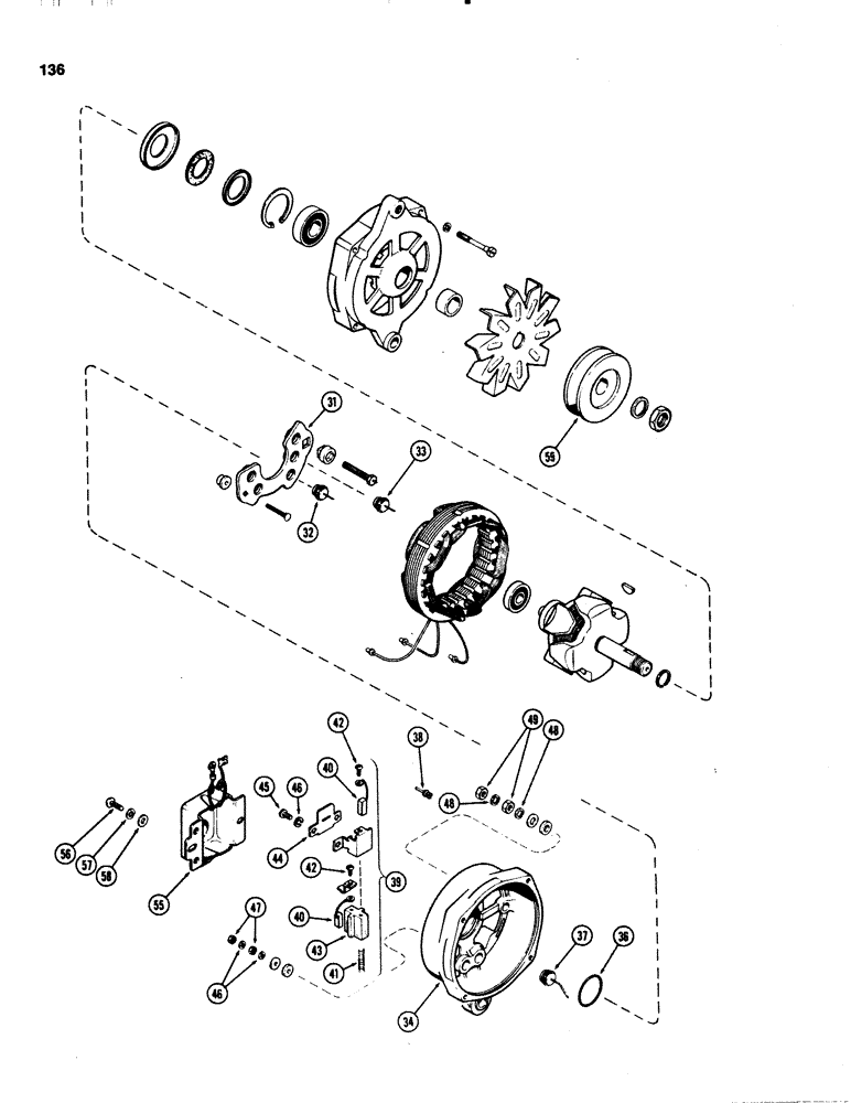 Схема запчастей Case IH 1070 - (0136) - A137183 ALTERNATOR, PRESTOLITE (04) - ELECTRICAL SYSTEMS