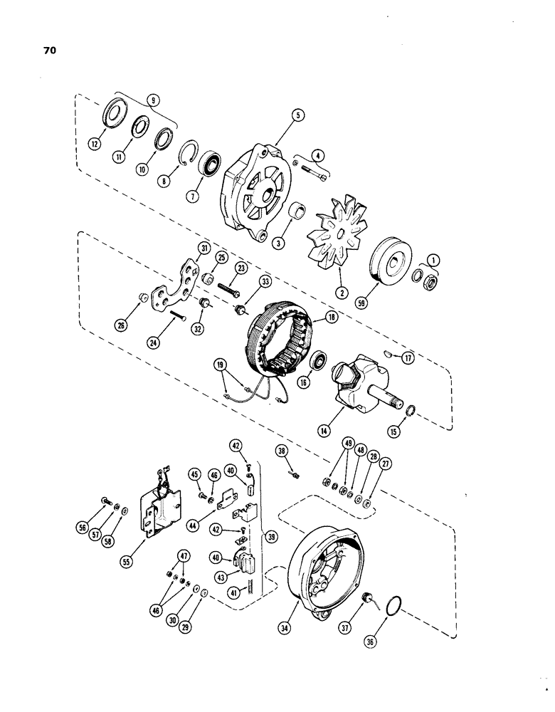 Схема запчастей Case IH 1270 - (070) - ALTERNATOR, 451BDT, DIESEL ENGINE, PRESTOLITE (04) - ELECTRICAL SYSTEMS