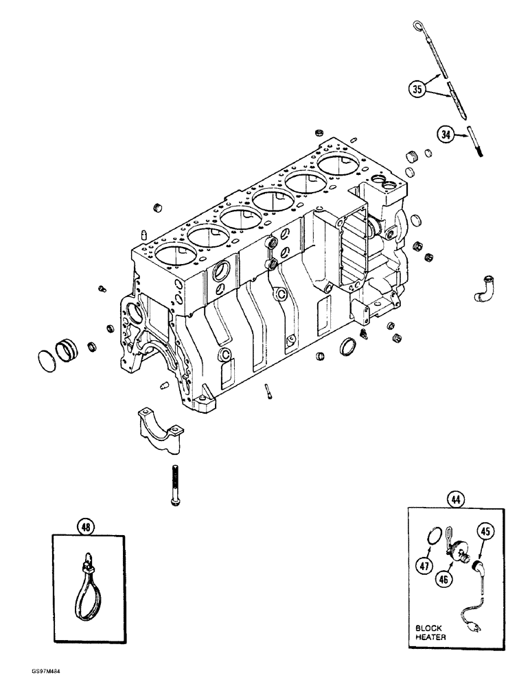 Схема запчастей Case IH 1660 - (2-45C) - CYLINDER BLOCK, 6T-830 ENGINE, TWELVE PISTON COOLING NOZZLES,ENGINE S/N 44706125 AND AFTER (CONTD) (01) - ENGINE