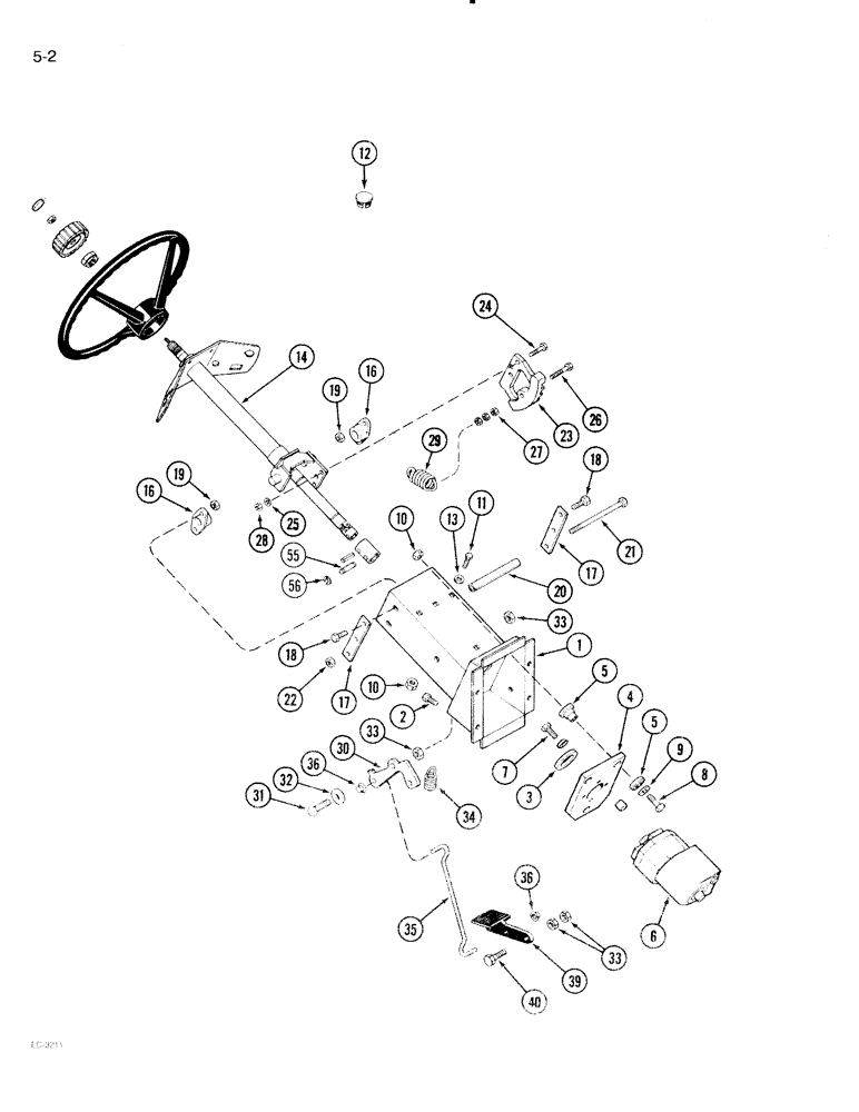 Схема запчастей Case IH 2096 - (5-002) - STEERING WHEEL AND COLUMN (05) - STEERING