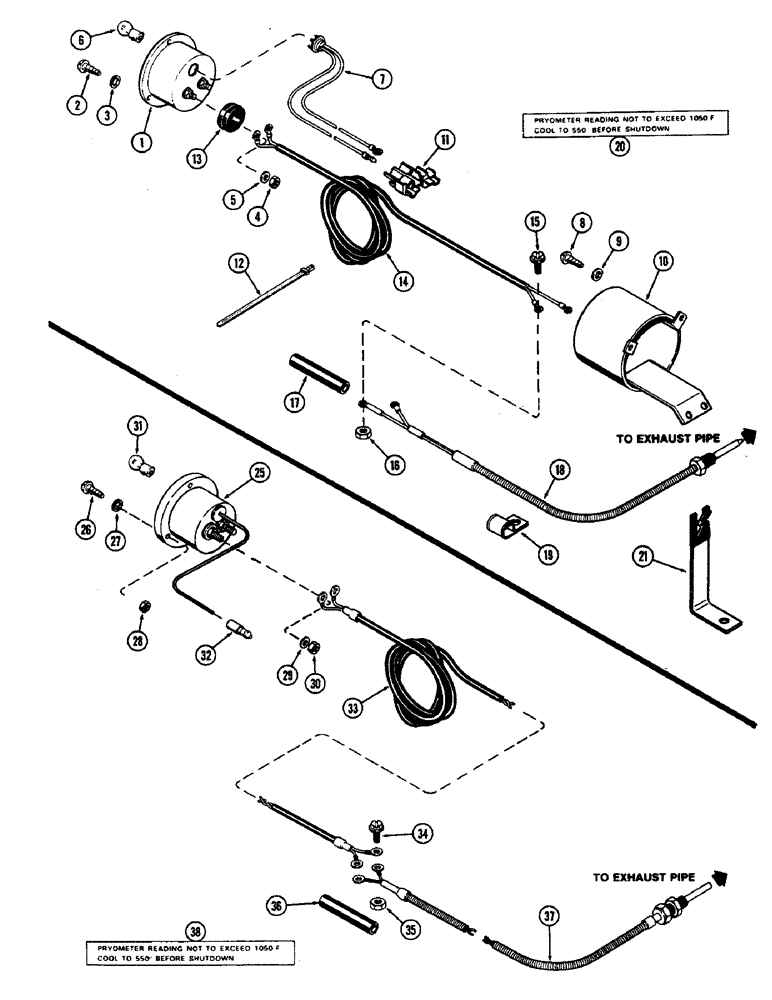 Схема запчастей Case IH 2470 - (022) - ENGINE EXHAUST PYROMETER, P.I.N. 8767844 AND AFTER (02) - ENGINE