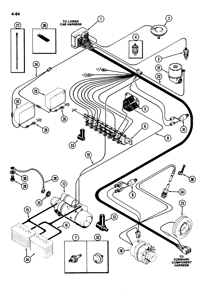 Схема запчастей Case IH 2294 - (4-064) - ENGINE HARNESS (04) - ELECTRICAL SYSTEMS