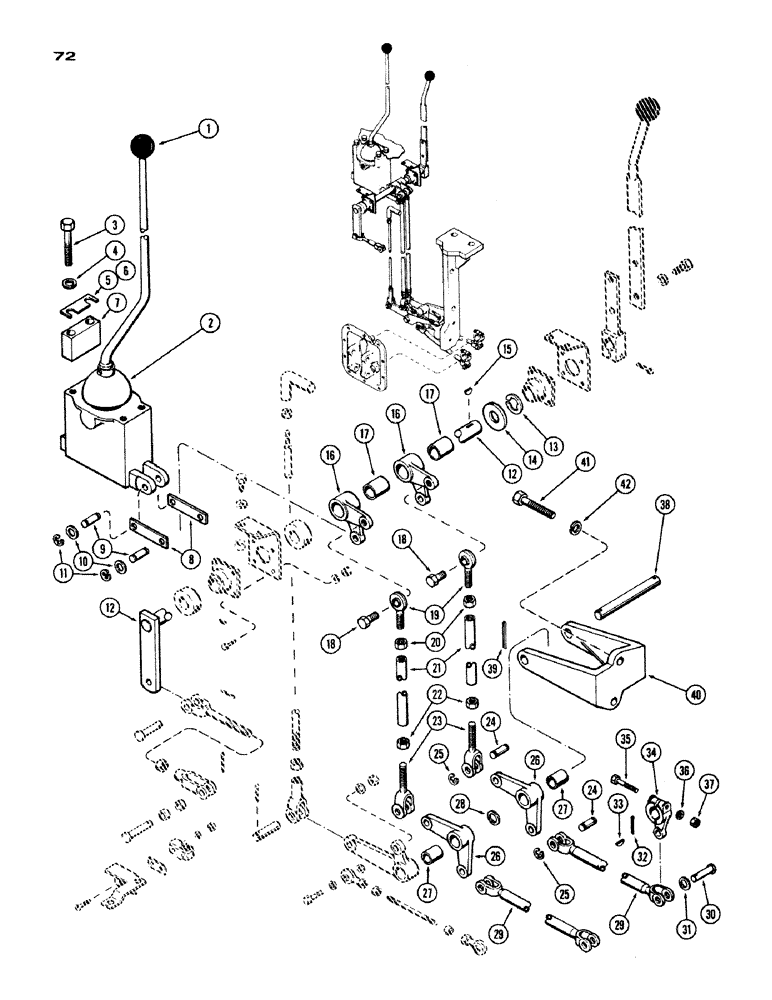 Схема запчастей Case IH 1200 - (072) - TRANSMISSION RANGE SHIFT LINKAGE (06) - POWER TRAIN