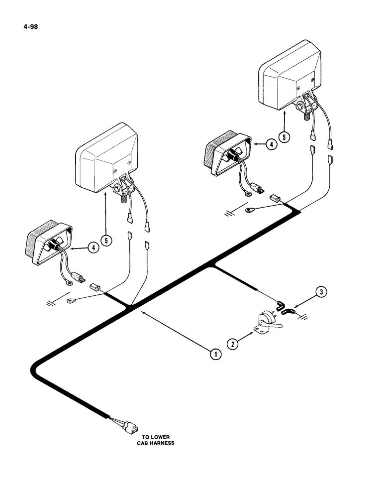 Схема запчастей Case IH 4994 - (4-098) - REAR CAB HARNESS (04) - ELECTRICAL SYSTEMS