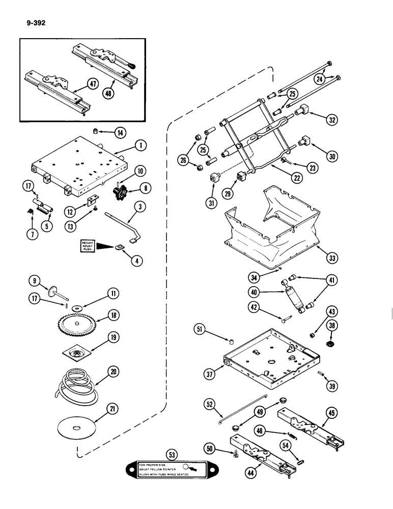 Схема запчастей Case IH 2094 - (9-392) - CLOTH SEAT, WITH ISOLATOR ATTACHMENT (09) - CHASSIS/ATTACHMENTS