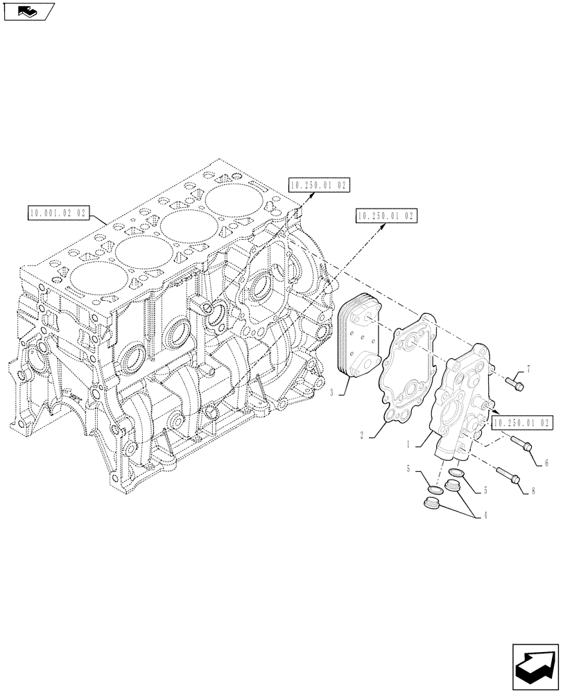 Схема запчастей Case IH FARMALL 75A - (10.408.02[02]) - HEAT EXCHANGER (10) - ENGINE