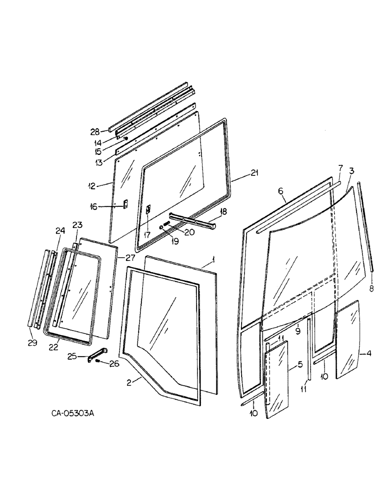 Схема запчастей Case IH HYDRO 186 - (13-31) - SUPERSTRUCTURE, CAB GLASS (05) - SUPERSTRUCTURE