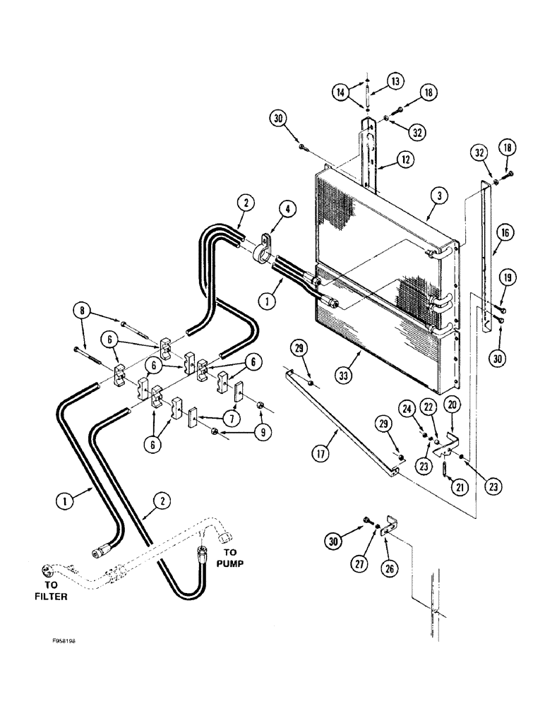 Схема запчастей Case IH 9310 - (8-006) - HYDRAULIC SYSTEM, OIL COOLER AND MOUNTING (08) - HYDRAULICS