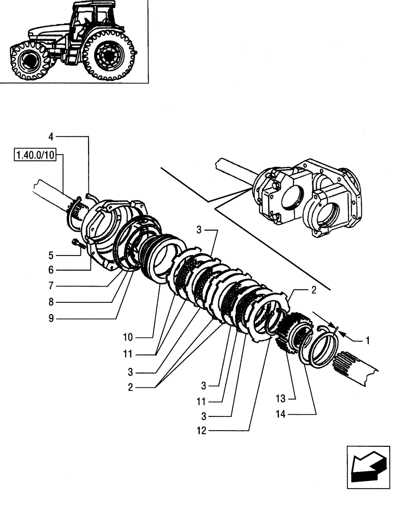 Схема запчастей Case IH JX55 - (1.40.0/09) - (VAR.324) 4WD FRONT AXLE WITH SLIP CONTROL FRONT BRAKE - DISCS (04) - FRONT AXLE & STEERING