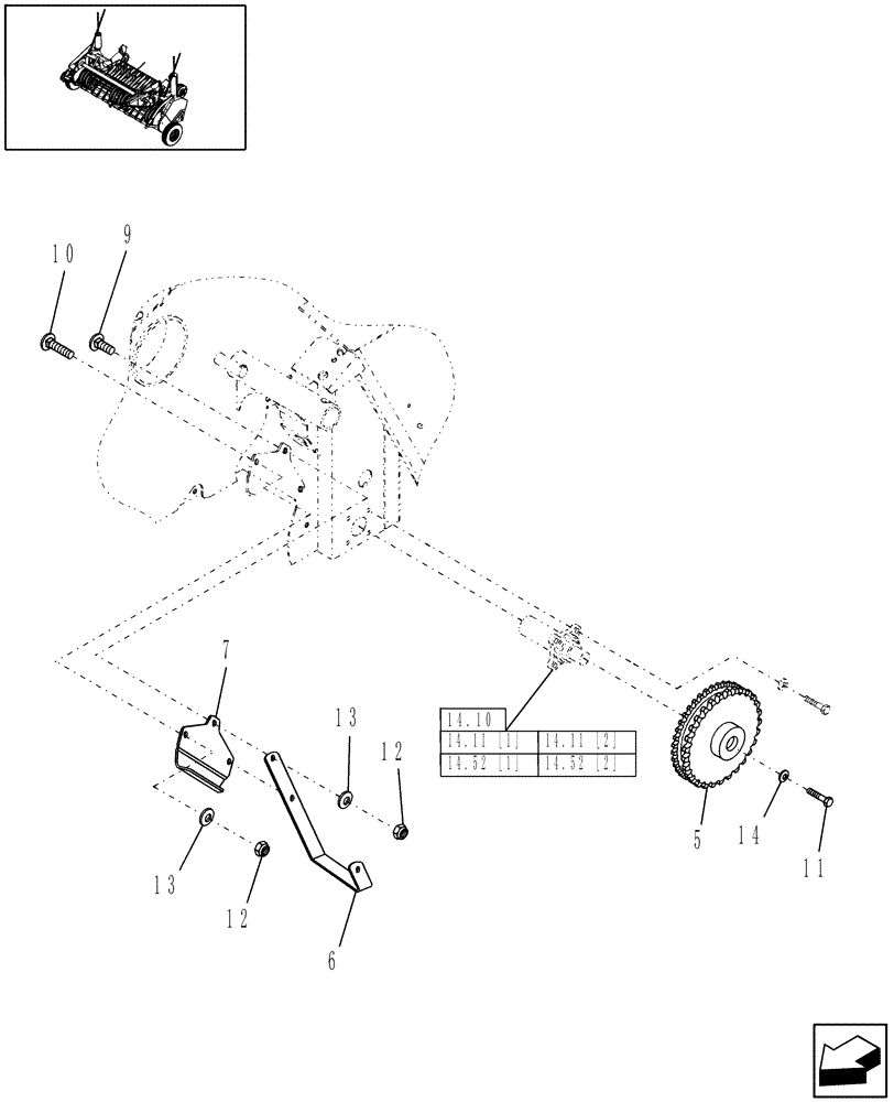 Схема запчастей Case IH RBX563 - (13.407) - 1.8M & 2M WIDE PICKUP, STUFFER FEEDER MOUNTING, NORTH AMERICA (13) - FEEDER