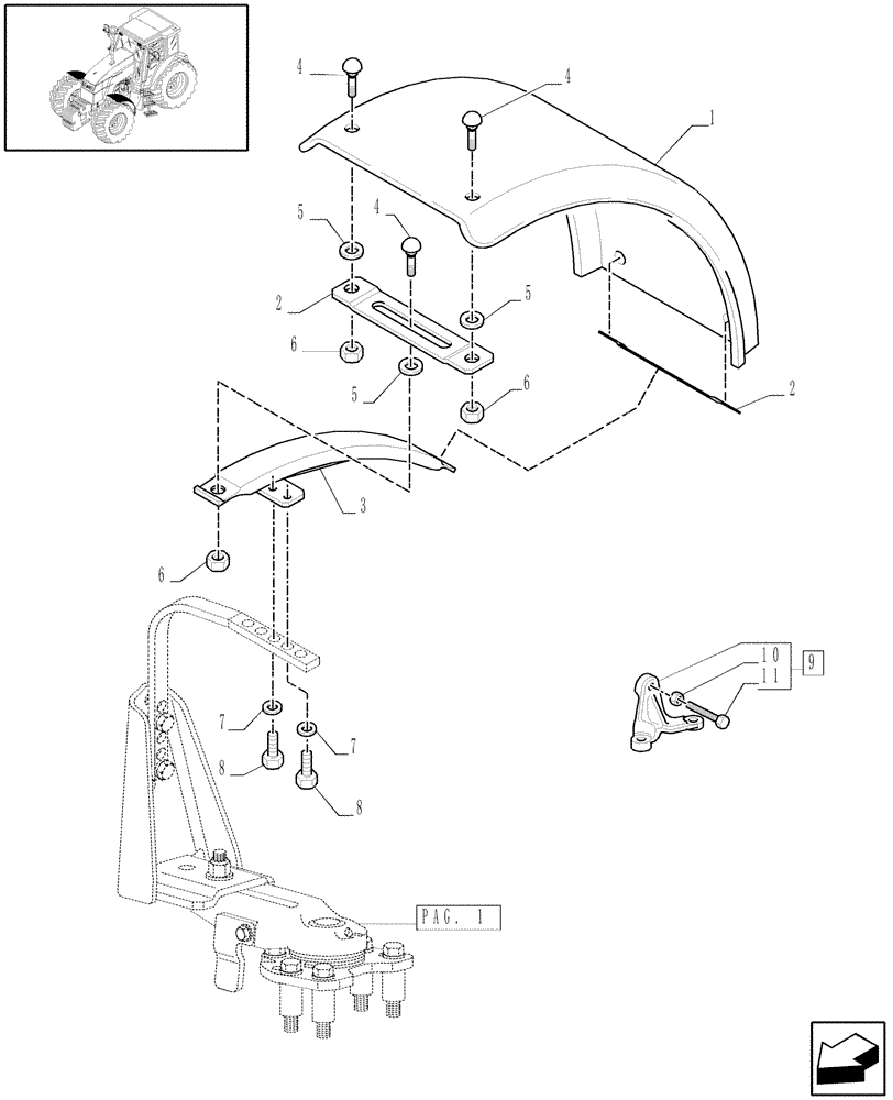 Схема запчастей Case IH MAXXUM 110 - (1.87.4/01[02]) - 4WD DYNAMIC FRONT FENDERS WITH AXLE WITH BRAKE - C5799 (VAR.333884-334884-335884-336884) (08) - SHEET METAL