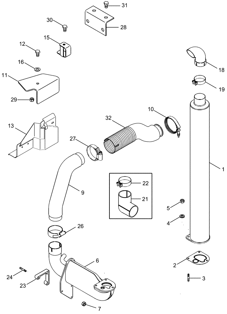 Схема запчастей Case IH MAGNUM 255 - (02-07) - EXHAUST SYSTEM (02) - ENGINE